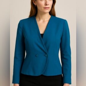 Pendleton vintage cropped wool vibrant blue retro 2 button blazer size 2